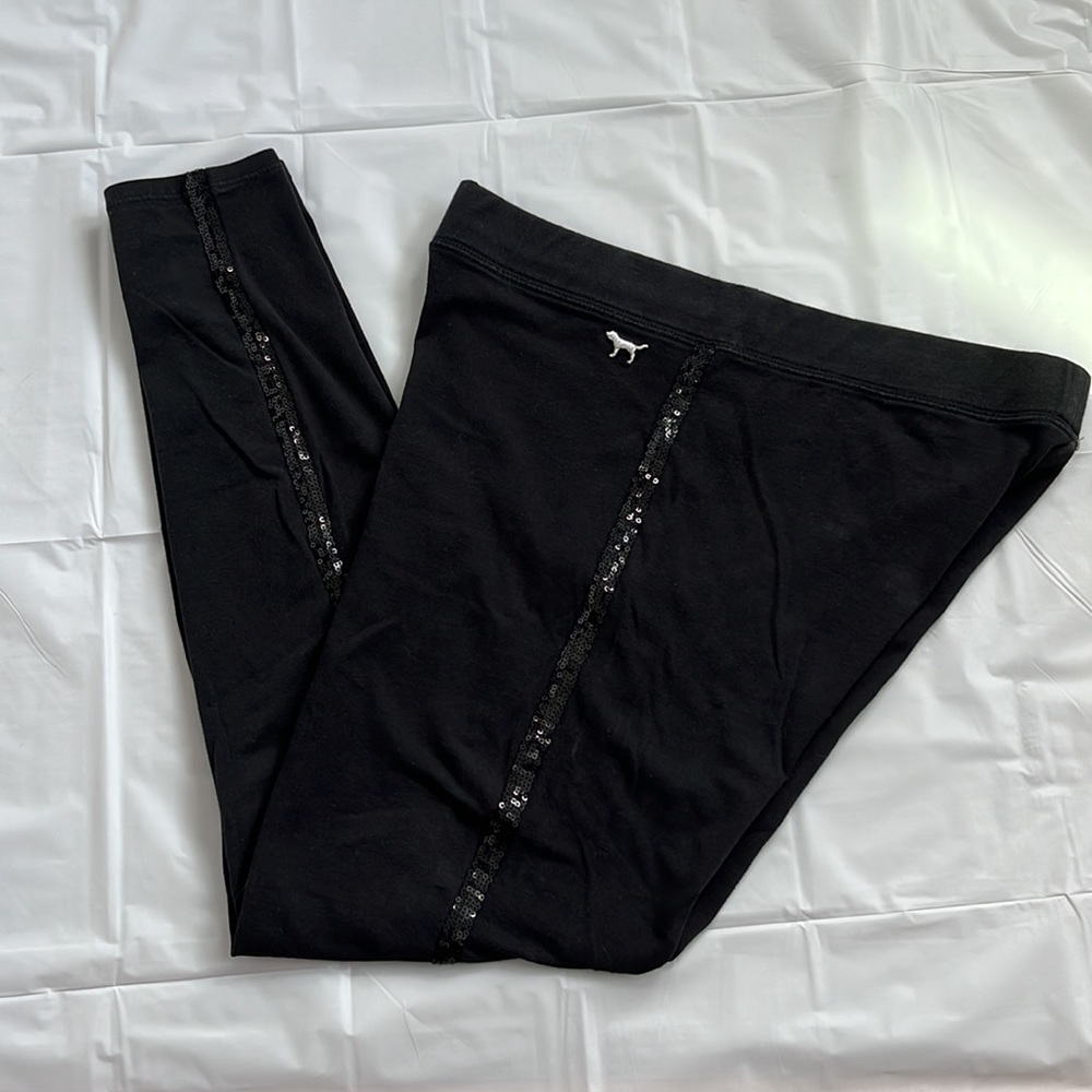 PINK Victoria’s Secret black leggings with a glittery seam